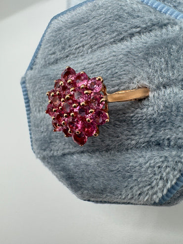 9ct rose gold pink topaz cluster ring