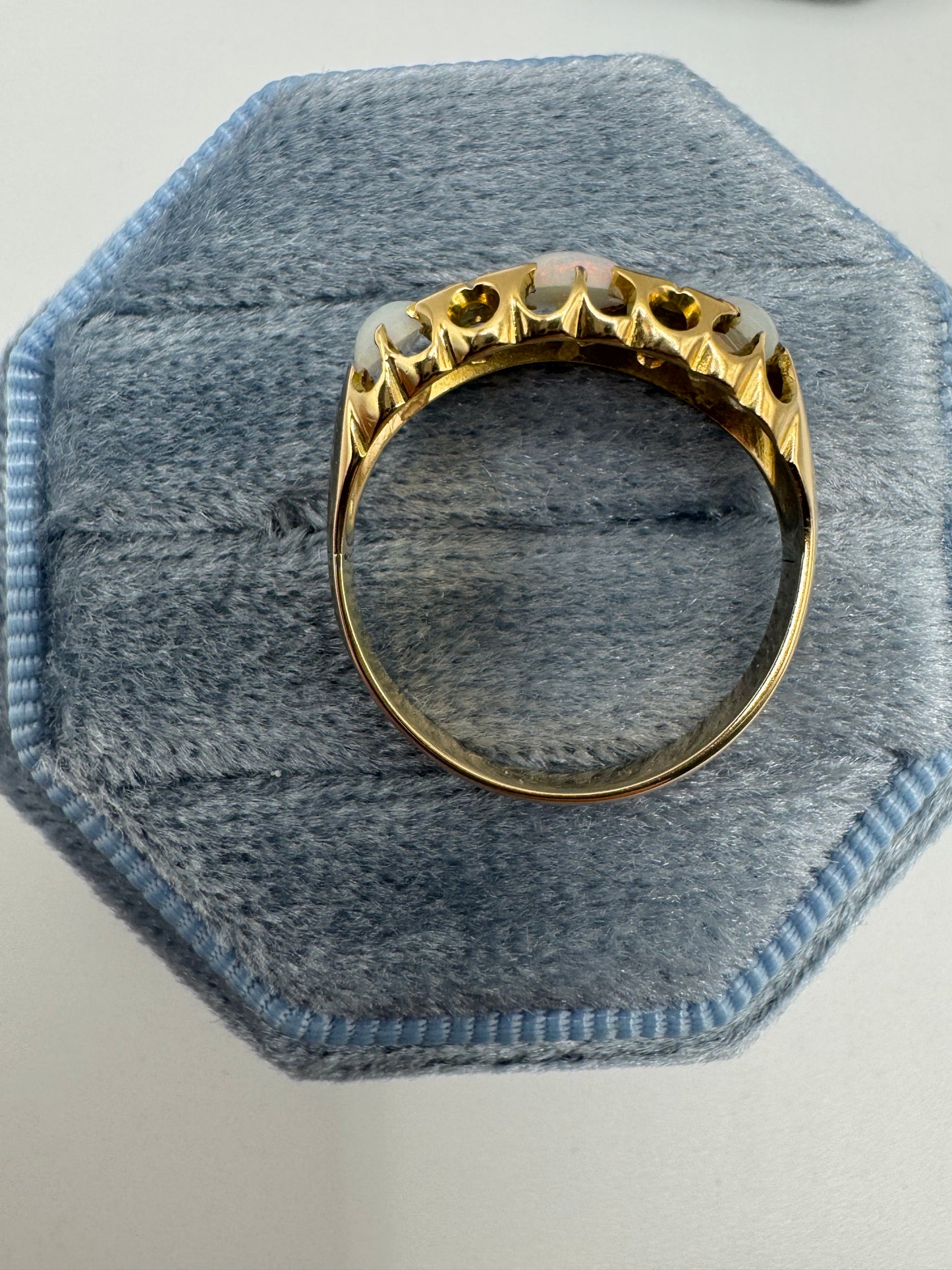 Antique 15ct and 18ct gold opal and diamond ring