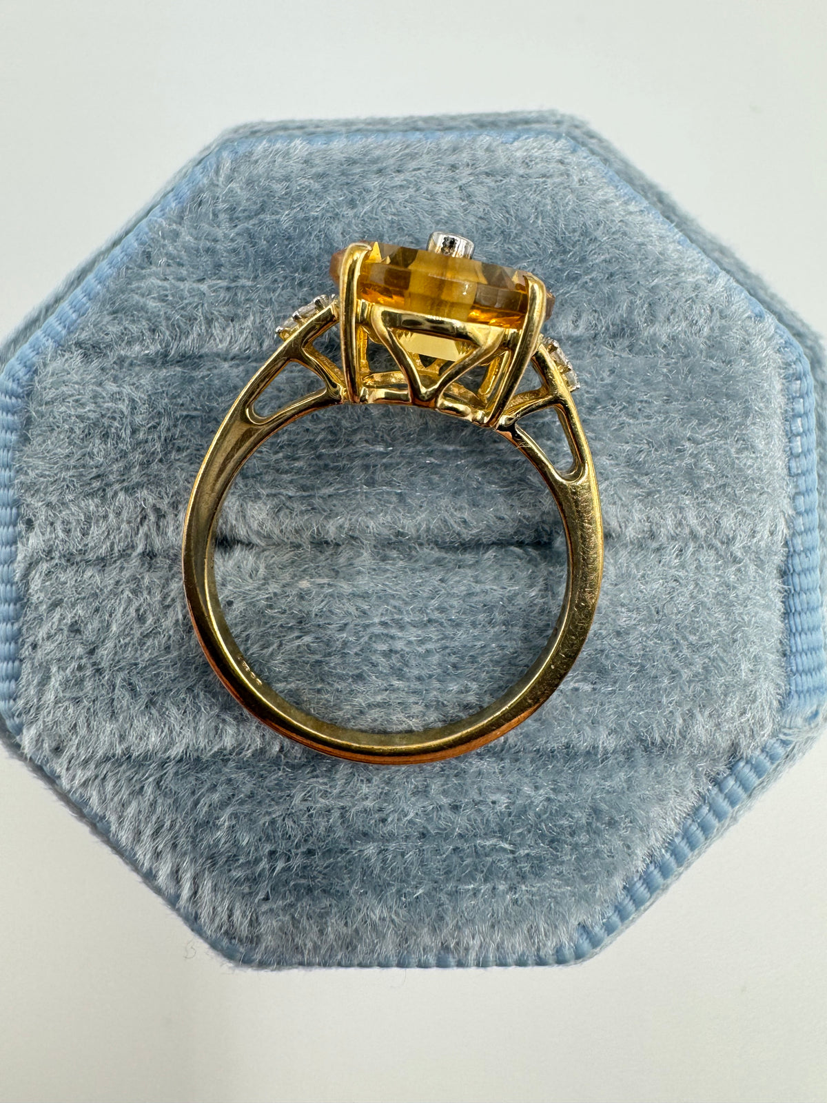 9ct gold Glen Lehrer citrine and diamond ring