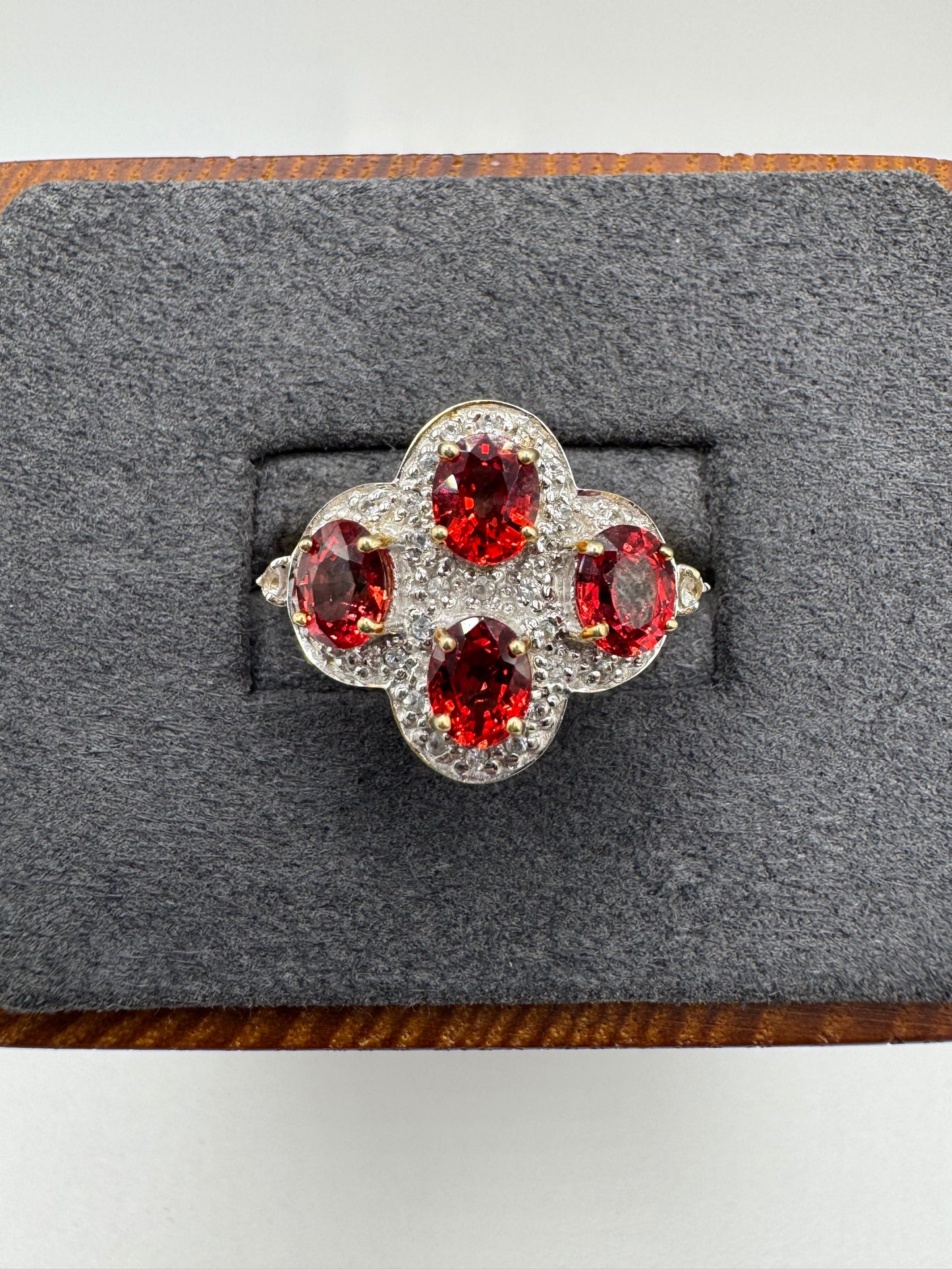 9ct gold fancy sapphire and diamond cluster ring